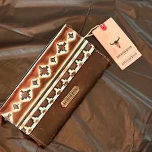 American Bison Brown and Cream Clutch/Wallet BRAND NEW